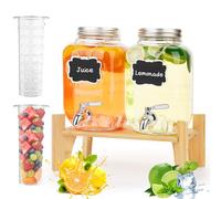 Hiziwimi 4L×2 Distributeur de Boissons en Verre avec Robinet, Distributeur Eau bonbonne de Jus de Fruits avec Robinet pour BBQ, Jarre Cocktail, fêtes à la Piscine et réunions de Famille Pendant