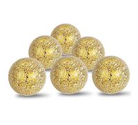 Hiziwimi Lot de 6 boules décoratives en verre mosaïque solide pour décoration de bols, vases, tables, fête de mariage - 6 cm - Doré