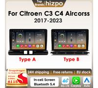 Hizpo 8G 128G Android 14 lecteur multimédia de voiture pour citroën C3 C4 Aircorss 2017-2023 sans fil CarPlay 4G GPS par Snapdragon 6115 Caméra 360° QS8 A