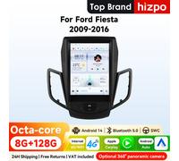 Hizpo 9.7 pouces CarPlay Android Auto autoradio pour Ford Fiesta 2009 - 2016 Tesla Style écran 4G BT GPS RDS DSP SWC UIS7862 360CAM S8 360Cam