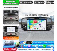 Hizpo Autoradio sans fil CarPlay Android Auto 7 pouces pour Fiat 500 Abarth 2007-2015, Systèmes intelligents multimédias sans fil Apple CarPlay, Écran tactile IPS, Lecteur vidéo stéréo, Autoradio 2 S6