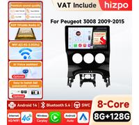 Hizpo Lecteur Multimédia Automobile Android 14 9'' pour Peugeot 3008 2009-2015 GPS Carplay 4G Écran Intelligent AI Autoradio Caméra 360° P1L(4Core 1G 16G)
