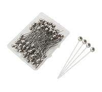 HJ Garden 1 boîte de 100 aiguilles de 6 x 65 mm à tête perlée pour bouquet de mariage, épingles droites pour couture, loisirs créatifs, décorations de mariage, gris clair