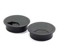 HJ Garden Lot de 2 Passe-câbles Accessoire Bureau Travail de 5,1 cm avec Couvercle en Plastique Noir