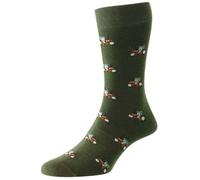HJ Hall HJ61 Chaussettes en coton Motif tracteur Taille 39-45, vert olive, 7-11