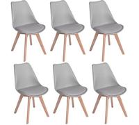 HJ Lot de 6 chaises de salle à manger design contemporain scandinave-Gris clair