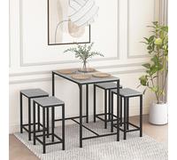 HJ WeDoo Ensemble de table de salle à manger Ensemble de table de salle à manger avec 4 chaises, structure métallique Table de salle à manger, 100 x 60 x 90 cm Marbré clair/noir