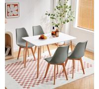 HJ_WeDoo Table de salle à manger avec 4 chaises grises Ensemble de salle à manger (rectangulaire) 110x70x73cm