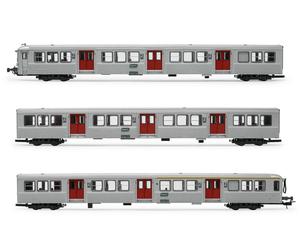HJ4152 SET DE 3 VOITURES VOYAGEURS RIB 70 SNCF LIVREE PORTES ROUGES EP IV-V HO