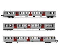 HJ4152 SET DE 3 VOITURES VOYAGEURS RIB 70 SNCF LIVREE PORTES ROUGES EP IV-V HO