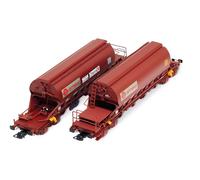 HJ6228 F-ERSA, coffret de 2 wagons-trémies à 4 essieux Taoos, livrée marron,