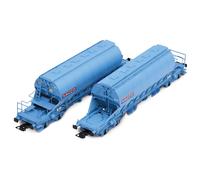 HJ6230 NACCO, coffret de 2 wagons-trémies à 4 essieux Taoos, livrée bleue, ép. V