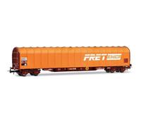 HJ6315 JOUEF HO WAGON BACHE A BOGIES TYPE Rils LIVREE ORANGE FRET SNCF Ep IV-V