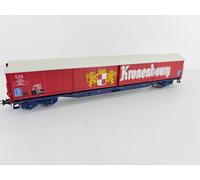 Wagon à parois coulissantes 4 essieux type Habis «Kronenbourg», châssis bleu, SN