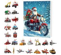 Hjatirace Calendrier de compte à rebours de Noël, 24 boîtes de décoration de compte à rebours | En acrylique sur le thème du transport du Père Noël, souvenir décoratif 2D pour sapin de vacances