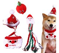 Hjatirace Christmas Dog Toys, Interactive Rope Toys, Interactive Rope Toys, Christmas Dog Chew Toys, Santa Squeaky Plush Toys, Easy to Use, Portable for Fun Holiday Pet Toys