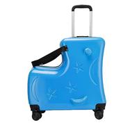Hjatirace Kids Ride Luggage, 3 Digit Password Lock Suitcase, 20in Trolley Case with Silent Wheels, Ride Trolley Case Seat Belts, Pedals Silent Wheels, Easy to Use, Portable for Boys
