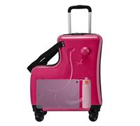 Hjatirace Kids Ride Luggage, 3 Digit Password Lock Suitcase, 20in Trolley Case with Silent Wheels, Ride Trolley Case Seat Belts, Pedals Silent Wheels, Easy to Use, Portable for Boys