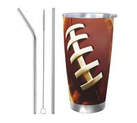 HJBNW Gobelet de voyage réutilisable en acier inoxydable de 591 ml avec couvercle et paille - Isolation sous vide à double paroi sous vide - Motif football américain flamboyant