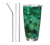 HJBNW Gobelet de voyage réutilisable en acier inoxydable de 591 ml avec couvercle et paille - Isolation sous vide à double paroi - Vert scintillant