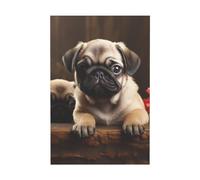 HJBNW Impression sur toile - Décoration murale esthétique sans cadre - Peinture de chiots carlin - Décoration murale abstraite pour chambre à coucher, salon, bureau - 30,5 x 45,7 cm