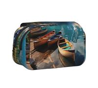 HJBNW Moraine Lake Canoes Trousse à crayons multi-fentes Grande capacité Trousse de maquillage portable pour homme et femme