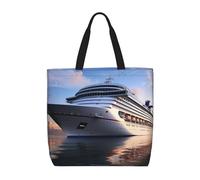 HJBNW Sac fourre-tout pour femme avec motif de papillons mignons - Sac à bandoulière avec fermeture éclair - Grande capacité - Réutilisable, Navires de croisière, Taille unique