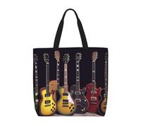 HJBNW Sac fourre-tout pour femme, collection guitare, sac à bandoulière avec fermeture éclair, grande capacité, sac d'épicerie réutilisable, Collection de guitares, Taille unique
