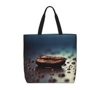 HJBNW Sac fourre-tout pour femme, sac à bandoulière avec fermeture éclair, sac à main de grande capacité, réutilisable, Café entre gouttes de pluie, Taille unique