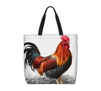 HJBNW Sac fourre-tout pour femme, sac à bandoulière coloré avec motif conques et coquillages, sac à main avec fermeture éclair, grande capacité, sac d'épicerie réutilisable, Coq de poulet, Taille