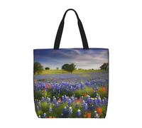 HJBNW Sac fourre-tout pour femme - Sac à bandoulière de basket-ball avec fermeture éclair - Grande capacité - Réutilisable, Texas Bluebonnets Paysage, Taille unique