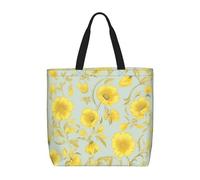 HJBNW Sac fourre-tout pour femme, sac à bandoulière motif phénix de feu et d'eau, sac à main avec fermeture éclair, grande capacité, sac d'épicerie réutilisable, Motif à fleurs - Jaune, Taille unique