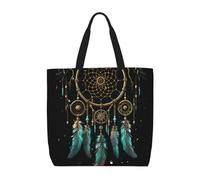 HJBNW Sac fourre-tout pour femme, sac à bandoulière motif route vers les montagnes, sac à bandoulière avec fermeture éclair, grande capacité, sac d'épicerie réutilisable, Attrape-rêves sombres, Taille