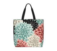 HJBNW Sac fourre-tout pour femme, sac à bandoulière motif route vers les montagnes, sac à bandoulière avec fermeture éclair, grande capacité, sac d'épicerie réutilisable, Fleur de dahlia, Taille