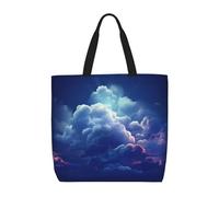 HJBNW Sac fourre-tout pour femme, sac à bandoulière motif route vers les montagnes, sac à bandoulière avec fermeture éclair, grande capacité, sac d'épicerie réutilisable, Nuage bleu foncé, Taille