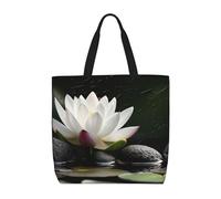 HJBNW Sac fourre-tout pour femme - Technologie informatique - Sac à bandoulière avec fermeture éclair - Grande capacité - Sac d'épicerie réutilisable, Pierres zen noires, Taille unique
