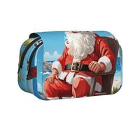 HJBNW Trousse à crayons avec emplacements multiples - Grande capacité - Pour homme et femme - Motif Père Noël à la plage
