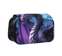 HJBNW Trousse à crayons avec motif dragon violet et lune - Grande capacité - Portable - Pour homme et femme