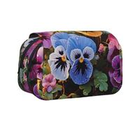 HJBNW Trousse à crayons avec plusieurs fentes - Grande capacité - Pour homme et femme - Motif fleurs de pensée