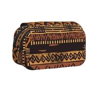 HJBNW Trousse à crayons en tissu de boue africaine tribale multi-fentes Grande capacité Trousse de maquillage portable pour homme et femme