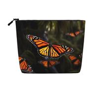 HJBNW Trousse de maquillage de voyage pour femme - Grande capacité - Étanche - Portable - Papillons monarques - Avec fermeture éclair - Organiseur de maquillage esthétique pour femme - Noir - Taille
