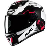 HJC C10 Aspa Casque, Noir/Blanc/Rouge, Taille L (58/59)