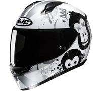 HJC C10 Geti Casque Enfant, Noir/Argent/Blanc, Taille XS (54/55)