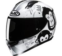 HJC C10 Geti Casque Enfant, Noir/Argent/Blanc, Taille XXS (52/53)