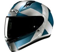 HJC C10 Tez Casque, blanc-turquoise-bleu, taille XL pour homme