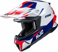 HJC C50 Slide Casque de motocross, blanc-rouge-bleu, taille M pour homme