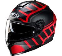 HJC C70N Holt Casque, Noir/Gris/Rouge, Taille L (58/59)