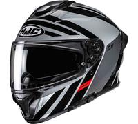 HJC C71 Faber Casque, Noir/Gris/Rouge, Taille M (57/58)