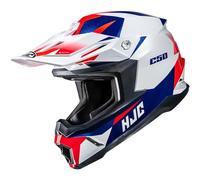 HJC C50 Slide Casque de motocross, blanc-rouge-bleu, taille L pour homme