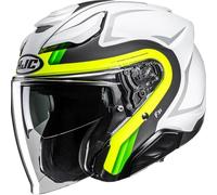 HJC F31 Bask Casque jet, Blanc/Gris/Jaune, Taille M (57/58)